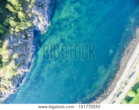 Aerial view of Loch Creran by the Loch Creran bridge, Argyll, Scotland