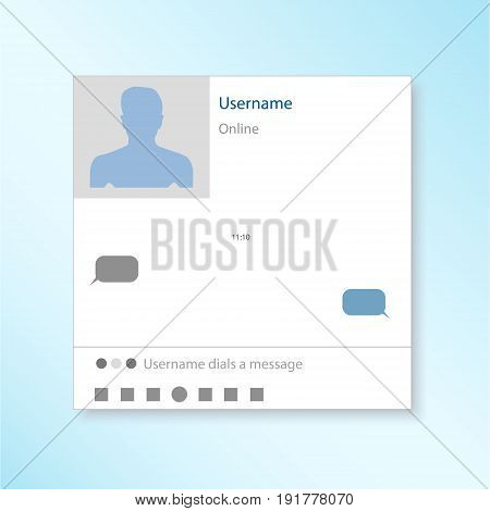dialog box with messages. Write a message to the person. Online on social networks. Box online chat