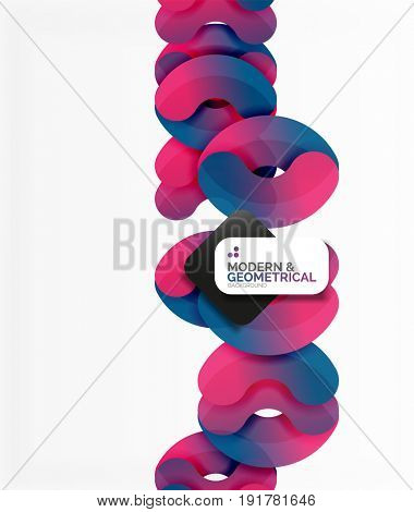 Abstract color geometric round shapes on white - elements with shadow, colorful composition