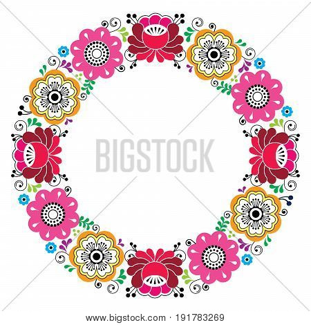 Russian floral wreath pattern - colorful folk art