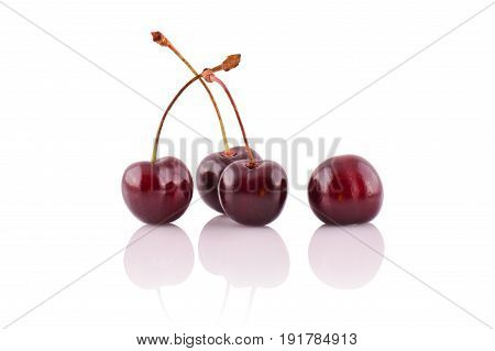 Sweet red cherry isolated on white background