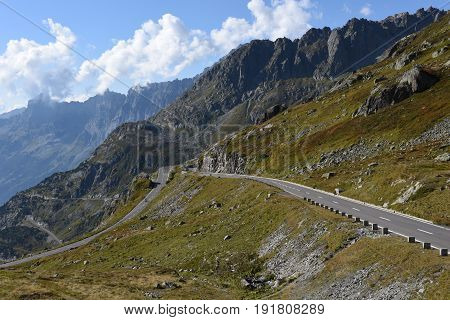 The road to Susten pass on the Swiss alps