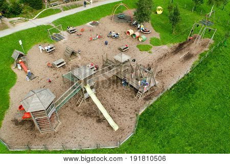 Children Playing In The Playground Of Mount Pilatus