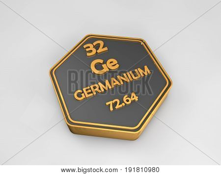 germanium - Ge - chemical element periodic table hexagonal shape 3d render