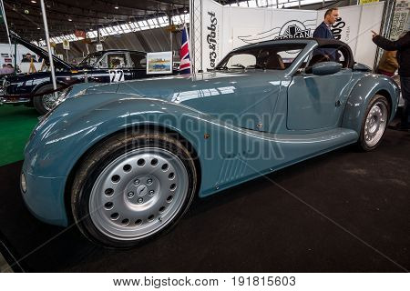 STUTTGART GERMANY - MARCH 03 2017: Sports car Morgan Aero 8 2016. Europe's greatest classic car exhibition "RETRO CLASSICS"