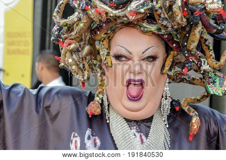 Sao Paulo, Brazil - June 18, 2017: An Unidentified Drag Queen Dr