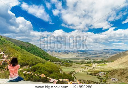 View on Tagong grassland in Sichuan province