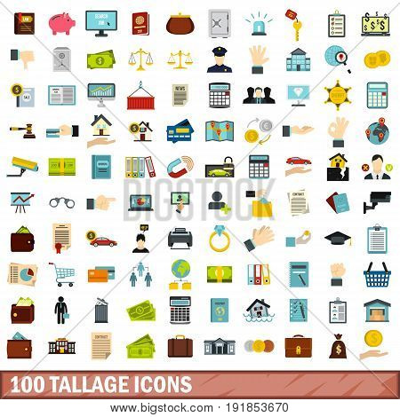 100 tallage icons set in flat style for any design vector illustration