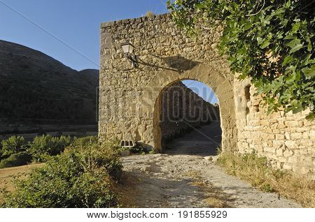 Valero Door In Miramben, Maestrazgo, Castellon Province, Valencian Community, Spain