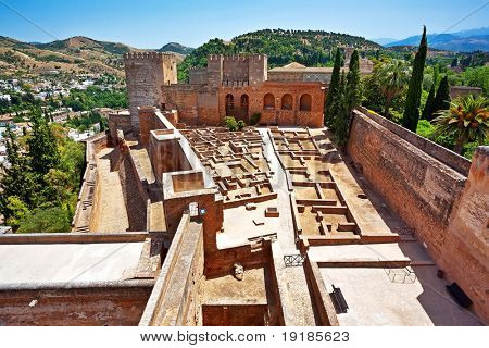 Old Spanish castle in Granada. Alhambra. Spain