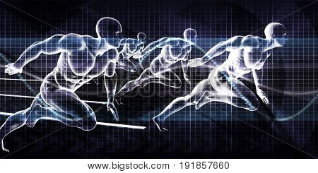 Running Business Men Chasing Success as Concept 3D Illustration Render