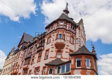 Historic house front in Traben on the Moselle.