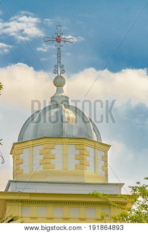 Dome of Hospicio Corazón de Jesús Chapel at historic park of Guayaquil Ecuador
