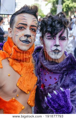 Young Men At Gay Pride Parade Sao Paulo