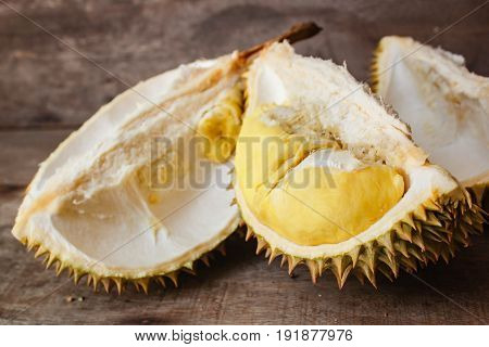 Durian On A Wooden Background.