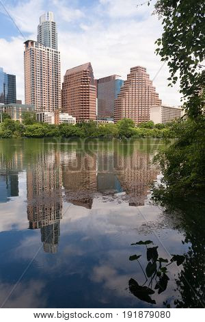 Near perfect vertical compositon of the riverfront and Austin Texas