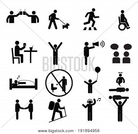 Human pictogram set vector.silhouette human activityGeneral people sign.human pictograms on white