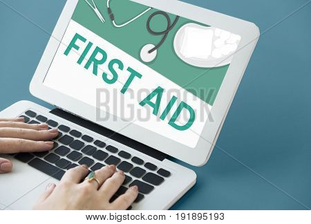 Illustration of healthcare medication first aid kit