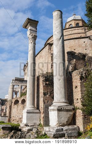 Temple of Romulus in the Roman Forum Rome Italy