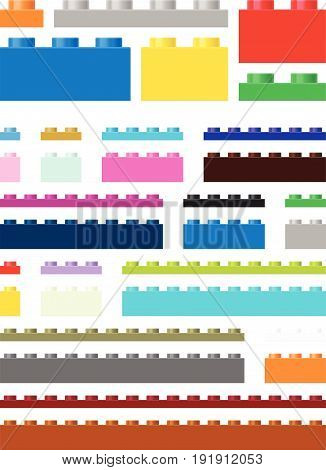 Toy building pieces in vector (easily modifiable for graphic designers)