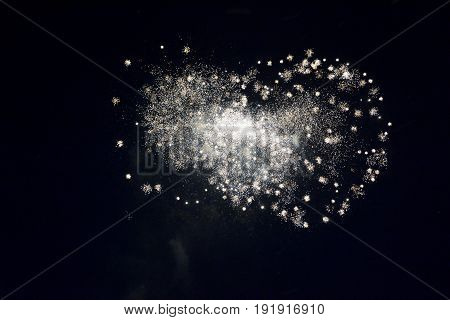 Fireworks in hearts form , in the black night sky