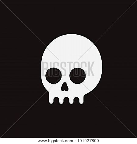 an illustration of white skull on black background