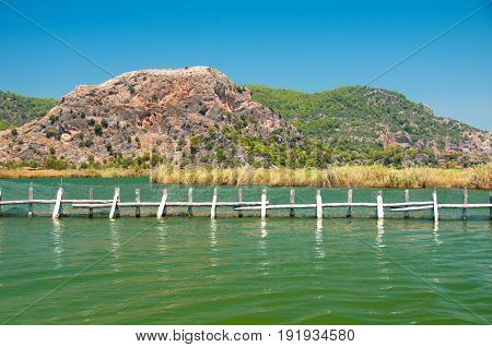 Dalyan River, fencing in the water turtle hospital
