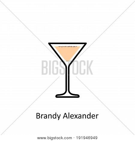 Brandy Alexander cocktail icon in flat style. Vector illustration