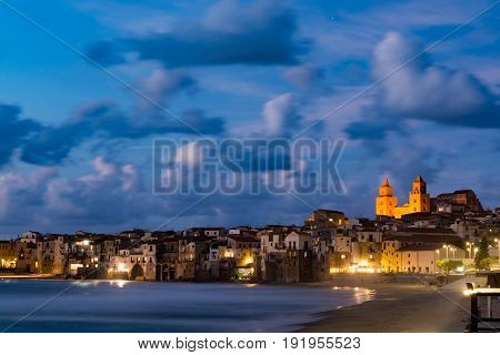 Long Exposure, Sicily, Small Town Of Cefalu, Sicily, South Italy, Sea View, Sunset