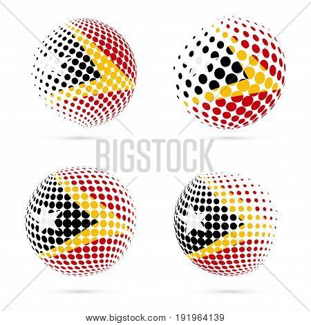 Timor-leste Halftone Flag Set Patriotic Vector Design. 3D Halftone Sphere In Timor-leste National Fl