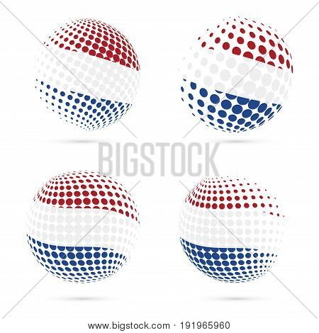 Bes Islands Halftone Flag Set Patriotic Vector Design. 3D Halftone Sphere In Bes Islands National Fl