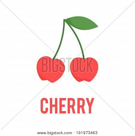 Cherry icon in flat style. Isolated on white background. Cherry logo. Vector stock.