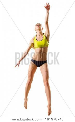 Young woman beach volleyball player (ver without ball and net)