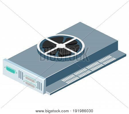 Isometric Flat 3D Isolated Vector Video Card Computer Technology Equipment