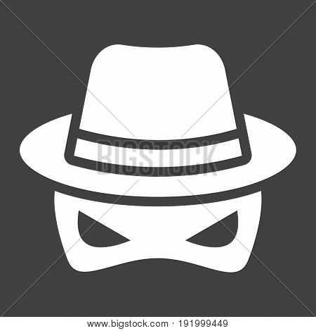 Spy solid icon, incognito and agent, vector graphics, a glyph pattern on a black background, eps 10.