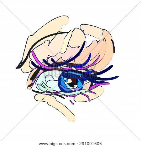 Eye Makeup. The Art Style, Brush Strokes.