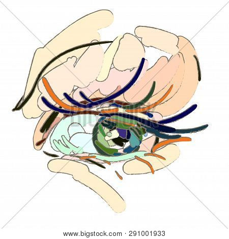 Eye Makeup. The Art Style, Brush Strokes.