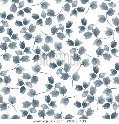Watercolor Floral And Leavers, Hand Drawn Illustration, Green Colors Autumn Pattern Color Botanical 