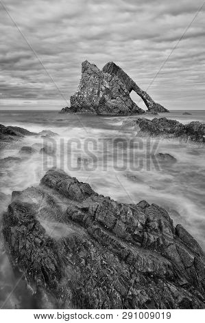 Bow-fidle Rock Landscape On The Coast Of Scotland On A Cloudy Afternoon Artistic Conversion