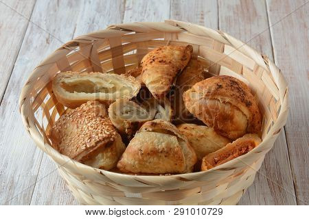 Bourekas Delicious Middle Eastern Hand Pies. Baked, Stuffed Pastries Filled With Potato, Mushrooms, 