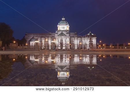Reflection Of Anantasamakhom Throne Hall In Bangkok, Thailand.