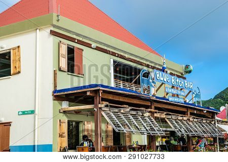 Philipsburg, St Maarten - November 16, 2018 - Blue Bitch Bar In Philipsburg Sint Maarten