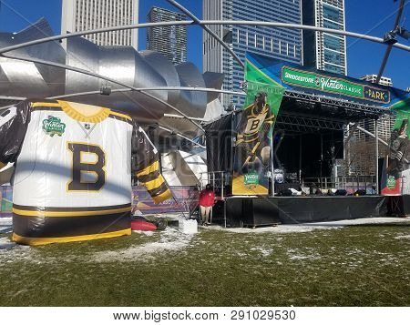 Boston Bruins Jersey On Display Beside A Music Performance Stage At The Bridgestone Nhl Winter Class