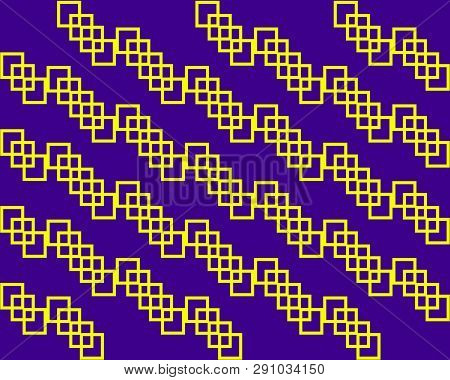 Yellow Squares Rectangles Symmetrical Pattern On Lilac Background