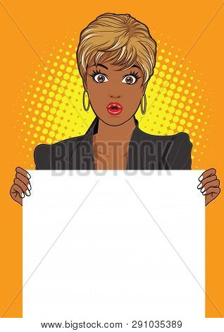 Black Woman Showing Okay Gesture Action With Background Pop Art Comics Style.