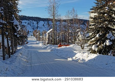 Dawson City, Yukon, Canada, March 10, 2019 : A Street Of The City, Linked To The Klondike Gold Rush 