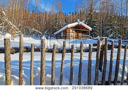 Dawson City, Yukon, Canada, March 10, 2019 : Poet Robert Service Cabin. Dawson City Is Linked To The