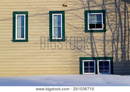 Dawson City, Yukon, Canada, March 10, 2019 : A Traditional House Of The City, Linked To The Klondike