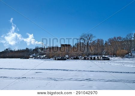 Cars Parked On Frozen Lake Bemidji Near The University Where Students Have A Shorter Walk To Class O