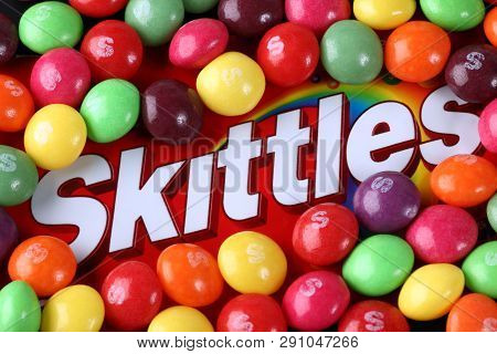 Tambov, Russian Federation - September 2, 2012 Skittles Candy On Skittles Brand.  Skittles Is A Frui